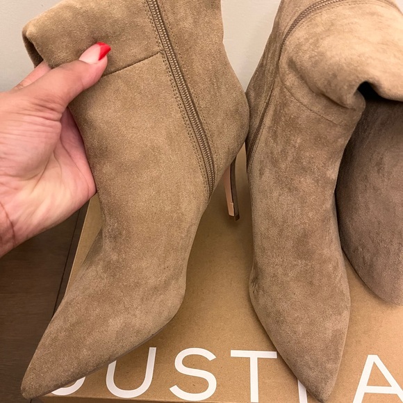 Just Fab Tan Suede Stiletto Boots - Picture 3 of 7
